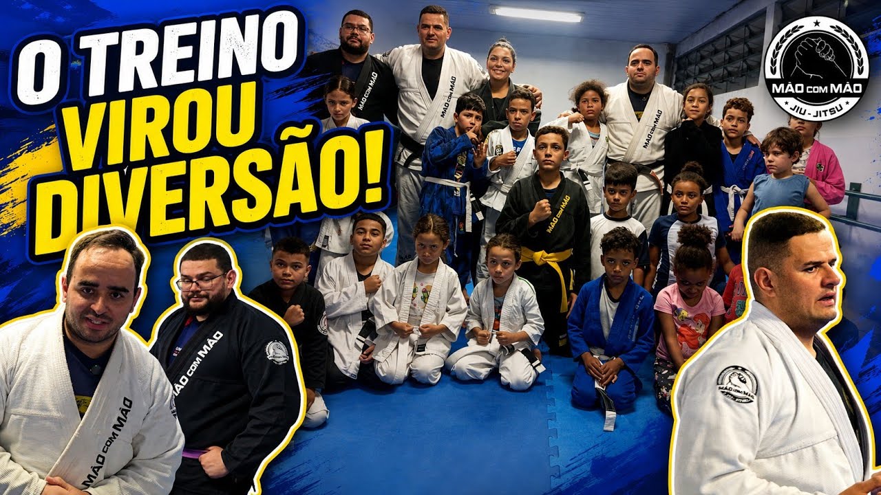 Capa do primeiro vídeo do canal Mão Com Mão no YouTube sobre jiu-jítsu infantil